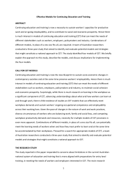 1 Effective Models for Continuing Education and Training