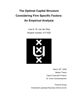 The Optimal Capital Structure Considering Firm - UvA-DARE
