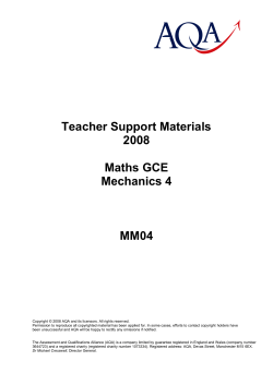 A-level Mathematics Exemplar Material Mechanics 4 June 2008