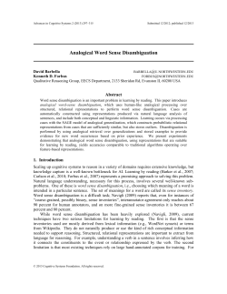 AAAI Proceedings Template - Advances in Cognitive Systems