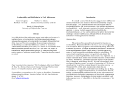 Invulnerability and Risk Behavior in Early Adolescence