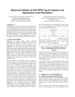 Behavioral Model of UHF RFID Tag for System and Application