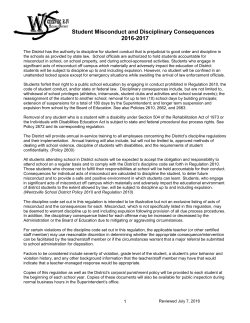 Student Misconduct and Disciplinary Consequences 2016-2017