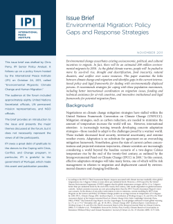 Issue Brief Environmental Migration: Policy Gaps and Response