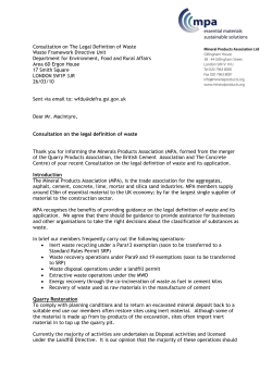 Consultation on The Legal Definition of Waste