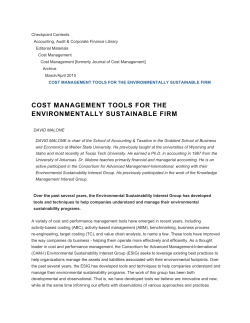 cost management tools for the environmentally sustainable firm