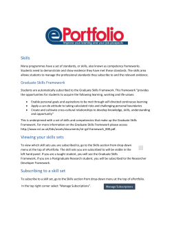 Skills Viewing your skills sets Subscribing to a skill set