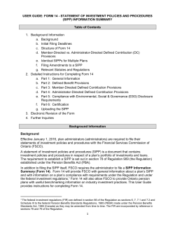 User Guide - Form 14 (SIPP) - Commission des services financiers