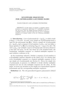 MULTIPLIER SEQUENCES FOR GENERALIZED