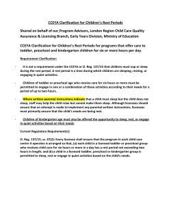 CCEYA Clarification for Children`s Rest Periods Shared on behalf of