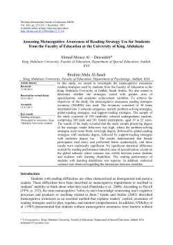 Assessing Metacognitive Awareness of Reading Strategy Use for