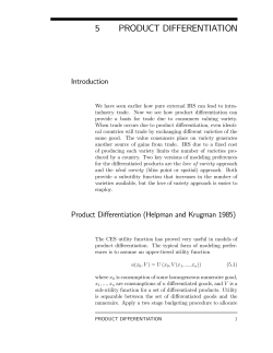 Product Differentiation: Helpman and Krugman
