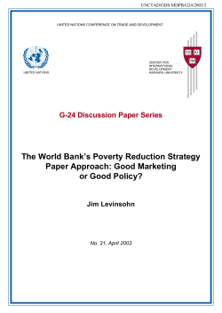 The World Bank`s Poverty Reduction Strategy Paper Approach - G-24