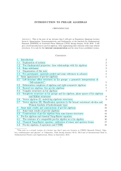 INTRODUCTION TO PRE-LIE ALGEBRAS Contents 1. Introduction 2