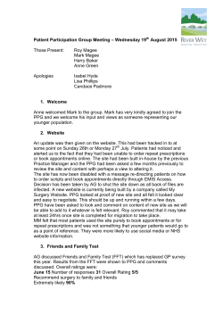 Patient Reference Group Action Plan