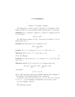 C*-ALGEBRAS 1. Basic C -algebra theory The following is a short