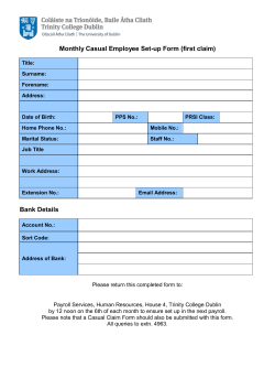 Casual Payroll First Claim Set Up Form