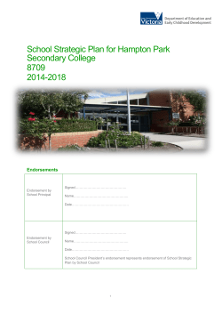 Strategic Plan 2014 &ndash; 2018 - Hampton Park Secondary College