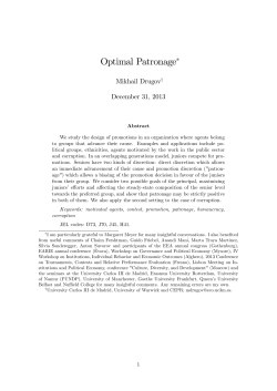 Optimal Patronage - American Economic Association