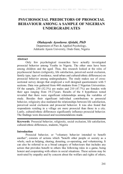 psychosocial predictors of prosocial behaviour among a sample of