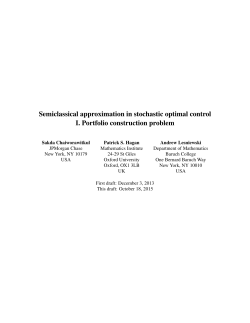 Semiclassical approximation in stochastic optimal control I. Portfolio