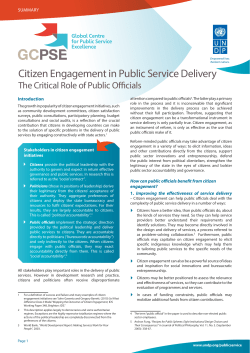 Citizen Engagement in Public Service Delivery