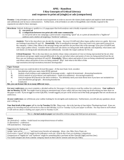 APEL - Hamilton 5 Key Concepts of Critical Literacy and response to
