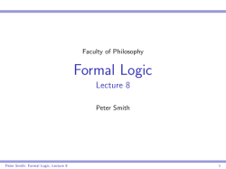 Formal Logic - Lecture 8