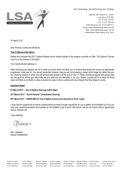 Option Choices Form - LSA Technology and Performing Arts College