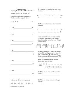 Number Sense Count by even numbers backwards. The first