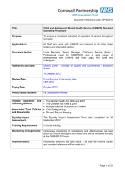 CAMHS Standard Operating Procedure