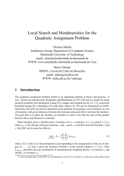 Local Search and Metaheuristics for the Quadratic Assignment
