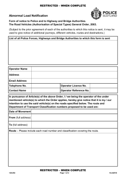 Abnormal Load Notification (Police Scotland 126-054)