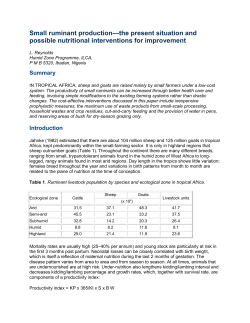 Small ruminant production&mdash;the present situation and possible