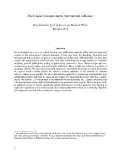 The Gender Citation Gap in International Relations1