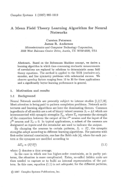 A Mean Field Theory Learning Algorithm for
