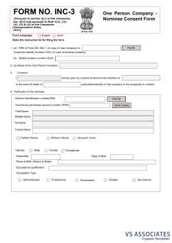 FORM NO. INC-3 One Person Company