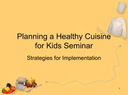 Planning a Healthy Cuisine for Kids Workshop