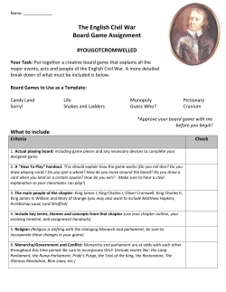 The English Civil War Board Game Assignment