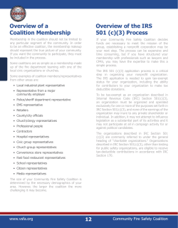 Overview of a Coalition Membership Overview of the IRS 501 (c)(3