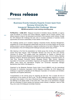 Business Events Industry Experts Crown team from Sunway