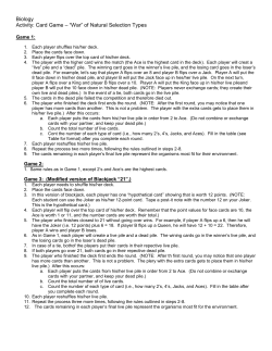 Biology Activity: Card Game &ndash; &ldquo;War&rdquo; of Natural Selection Types