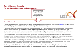 Checklists for Lead providers and Subcontractors