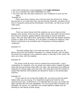 One of the sentences in the paragraph is the topic sentence. You are