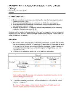 HOMEWORK 4: Strategic Interaction, Water, Climate Change