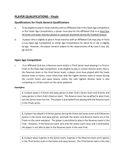 PLAYER QUALIFICATIONS - Finals