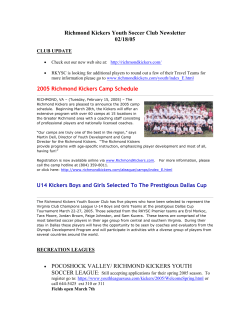 Richmond Kickers Youth Soccer Club Newsletter
