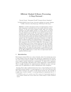 Efficient Masked S-Boxes Processing &ndash; A Step Forward