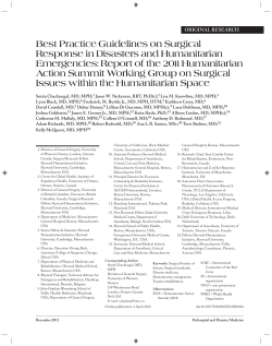 Best Practice Guidelines on Surgical Response