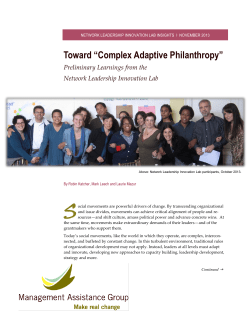 Toward &ldquo;Complex Adaptive Philanthropy&rdquo;